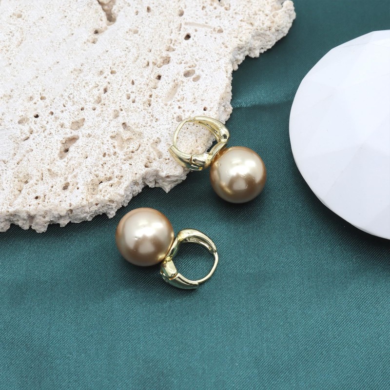 Pearl Drop Statement Earring for Women,14K Gold Small Pearl Huggie