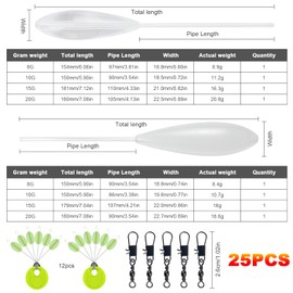FREE FISHER 25Pcs Fishing Clear Casting Bobbers Kit, Bombarda Casting Sinking Floats Rubber Bobber Stoppers Swivels Snaps Accessories Kit Fly Fishing Spinning Floats