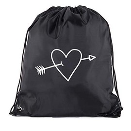 Valentine's Day Bags, Drawstring Cinch Backpacks, Valentines Day Gift Bags - 10PK Black CA2500VAL S2