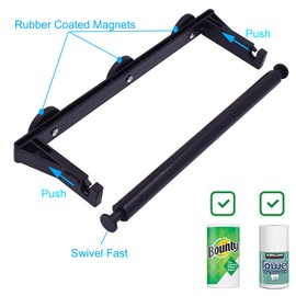 YYST Magnetic Paper Towel Holder Paper Roll Holder Rack Towel Bar Paper Dispenser for Kitchen Refrigerator, Dryer, Grill, Garage, Toolbox,Work Bench, Metal Cabinet，BBQ (Black, 1)