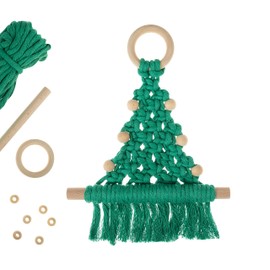 Trimits Make Your Own Macramé Decoration Kit, Festive Green Tree
