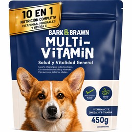 BARK & BRAWN Power Multivitamínico 450 g | Suplementos para Perro en Polvo | Vitamina C, Zinc, Complejo B, Espirulina, Curcuma y Omega 3 para Perro de