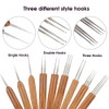 Dreadlock Crochet Hook Tool, 9Pcs/Set Single Double Three Hooks Bamboo