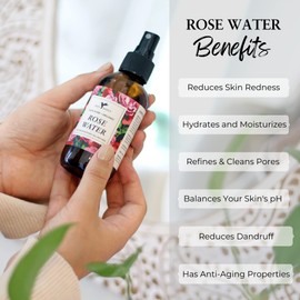 Rose Water Spray for Face, Body & Hair by Baja Basics - Hydrating Facial Toner, Refreshing, Soothing Mist Moisturizer for Dry Skin - Vegan Beauty Skincare Products - 4oz 2 Pack