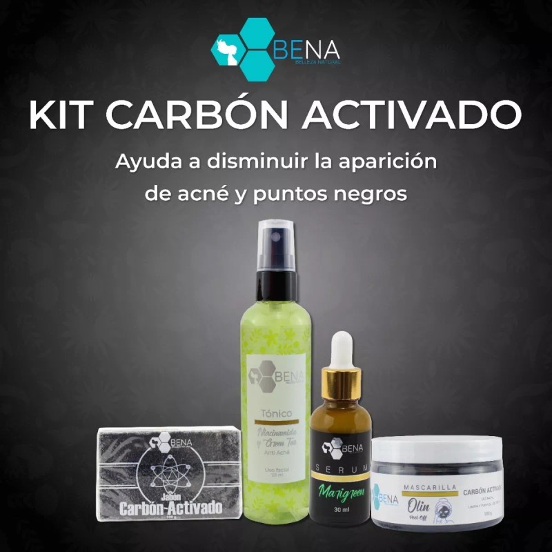 BENA Kit Carbon Activado Con Serum Y Tonico Niacinamida Bena