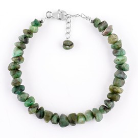 Rohes Smaragd -Armband für Frauen, natürlicher Edelsteinrauer, Geburtsstein, zierlich handgefertigte Schmuck, Chakra Energy Healing Crystals, 925 Sterling Silber Chain 8 Zoll