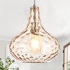 CATINER 11" Amber Hammered Glass Pendant Light, Blown Glass Hanging