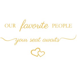 Watersay 3 Pcs Wedding Seating Chart Decal Stickers DIY Our Favorite People Your Seat Awaits Vinyl Decal Wedding Sign Decor Seating Chart Board Mirror Stickers(Gold)