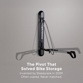 Steadyrack ProFlex Narrow Bike Rack - Vertical Wall Mount Bike Storage for Home - Roll-In Roll-Out System - Space-Saving Pivot - Fits Road, BMX, Gravel, Fender and More - Includes GearMate SteadySpine