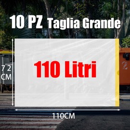 HW Pack of 40 Bin Liners for Waste Separation, High Strength, 72 x 110 cm-110 Litres with Push Handle, Recyclable Bags (Transparent, 72 x 110 cm)