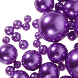 Milisten Wedding Décor No Hole Floating Pearls Beads Gems Purple Glossy Faux Pearls for Vase Filler Wedding Table Scatter Makeup Holder 125pcs Wedding Decor