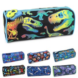 Fashion Stationery Pencil Case Boys Girls Kids Childrens Dinosaur Neon Primary School Storage Pencil Cases Gifts Stocking Filler for Birthdays (Neon)
