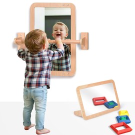 Bolocon Montessori Baby 2-in-1 Shatterproof Safety Mirror with Pull-Up Bar - Infant Wall Mount & Floor Play for Tummy Time (6 Months+)