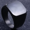 Size 5-15 Stainless Steel Signet Ring Black Silver Classical Simple