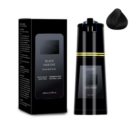 JIMYAUQIN Natural Black Hair Dye Shampoo - Hair Care Instant 3-in-1, for Gray Hair Coverage, 200ml (Black)