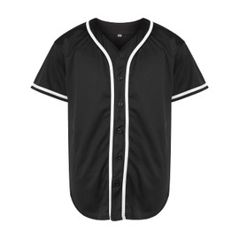 MESOSPERO Mens Blank Plain Baseball Jersey Button Down Shirts Sports Hip Hop Hipster Jersey S-3XL (Black, 3X-Large)