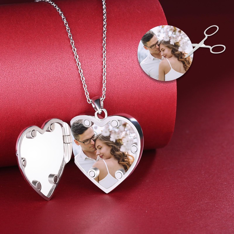 MICYUMI Women's Heart Chain 925 Sterling Silver Photo Locket Necklace