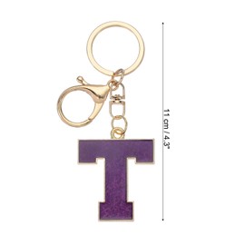 PATIKIL Initial Letter Keychain, Alphabet Letter Bag Charm Car Keyring Letter T Pendant Charm Key Chain for Key Wallet Purse Handbag Backpack, Purple