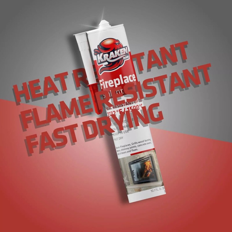 Kraken Bond Fireplace Sealant - Fireplace Caulk, Black 10.1 oz