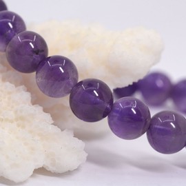 Natural A Grade Amethyst Gemstone 8mm Round Beads Stretch Bracelet 7" Unisex