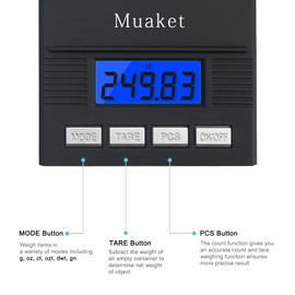 Digital Milligram Scales 0.001g/50g, Muaket Mini Kitchen Scales with LCD Display, High Precision Electronic Jewelry Scales, Portable Kitchen Scale with Calibration Weights, Tweezers and Weighing Pans