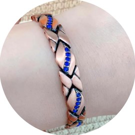 SCVIYRUN - Magnetic Copper Bracelets for Women - 99.99% Pure Copper Effective Magnetic Bracelets and easy 2 links for Mother (copper—Sapphire-colored stone)