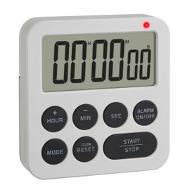 TFA Dostmann Digitaler Timer mit Stoppuhr und Wecker, 38.2051.02, bis 99h/59min/59s, Eieruhr, Küchentimer, Hausaufgabentimer, Kurzzeitwecker, mit LED Warnlicht und 2 Lautstufen, magnetisch