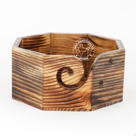 Hind Handicrafts Handmade Antique Wood Yarn Storage Box Solid Dark Handmade Knitting Crochet Hook Holder Accessories (6" x 6" x 3", Ant Pine)