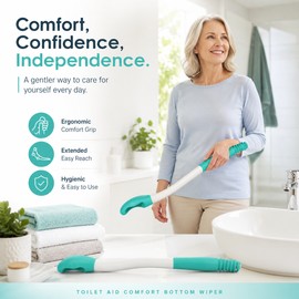 Long-Handle Toilet Wiping Aid for Daily Personal Care – Bend-Free Reach Tool with Push-Button Tissue Release