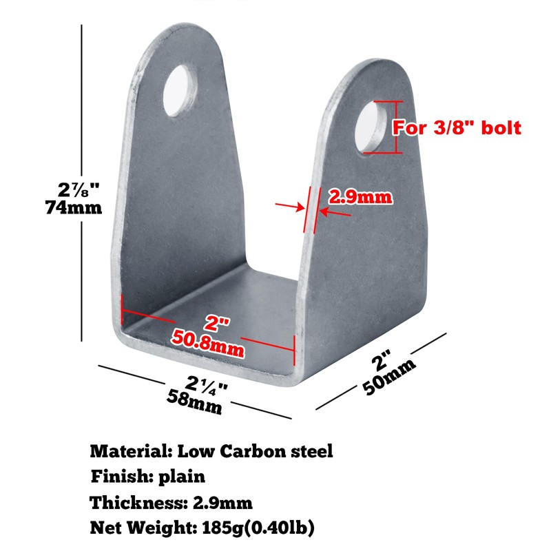 GBGS 10 Pack Shock Mount Clevis U Bracket,2" Inside Width,