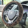Fuzzy Steering Wheel Cover Elastic Stretch Plush Brown Universal Fit