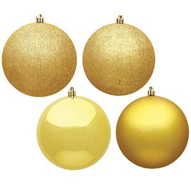 Vickerman 3" Honey Gold 4-Finish Ball Ornament Set. includes 16 ornaments per box.