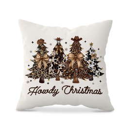 KDHTY Western Christmas Decor Pillow Covers 18x18,Western Christmas Tree Decorations Throw Pillows Winter Xmas Decor,Winter Farmhouse Xmas Decorations,Holiday Decor Throw Pillow for Sofa Couch Bedroom