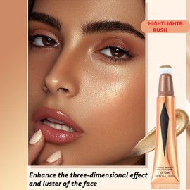 3-in-1 Beauty Wand- Liquid Contour, Cream Blush and Highlighter with Cushion Applicator for Natural, Silky Radiance - Contour, Blush and Highlight in One