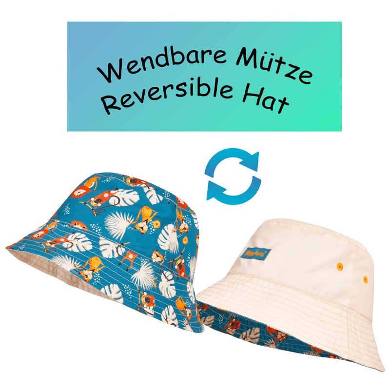 Playshoes Unisex Children's Reversible Sun Hat, Jungle, 55
