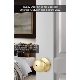 goldenwarm Gold Interior Door Knobs, Bedroom Door Knob, Door Knobs Interior Bulk, Brushed Gold Privacy Door Knob for Bedroom or Bathroom(10 Pack)