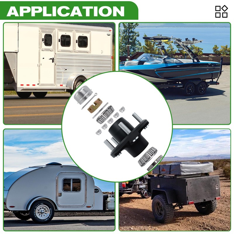2 Sets 5 on 4.5" Trailer Hub Kit, 2,000 lb