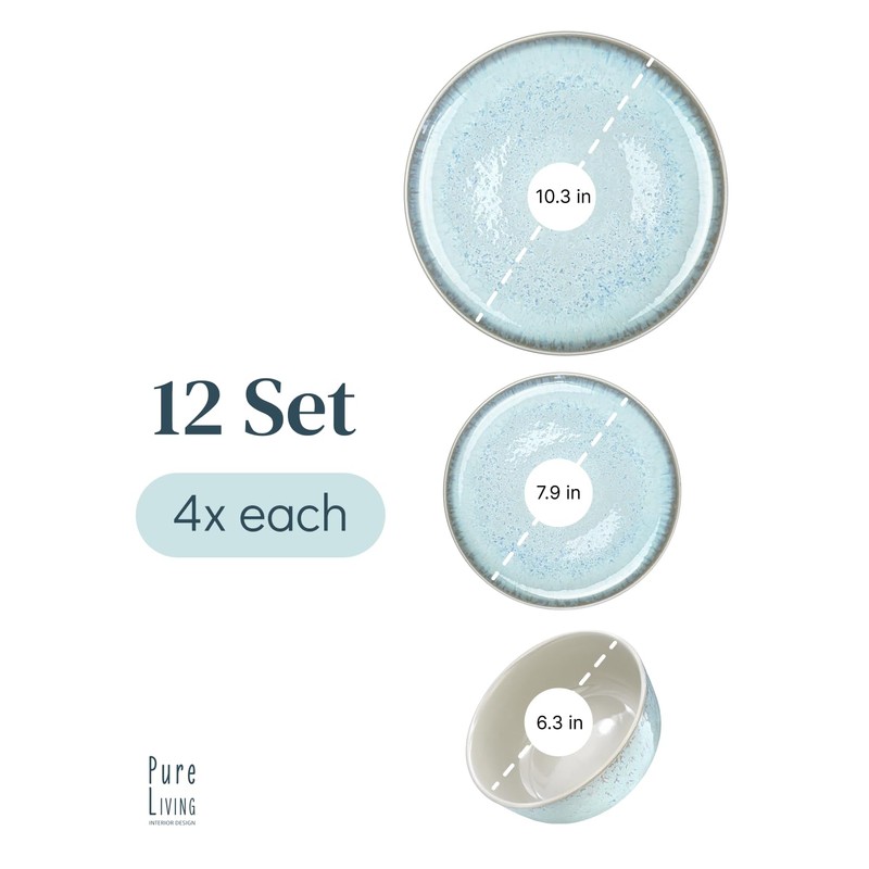 Stoneware dinnerware set 4 persons 12 pcs – Modern style