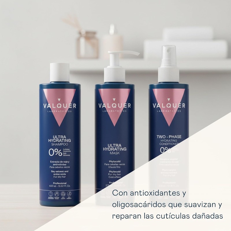 Valquer Pack Ultra Hidratante Shampoo, Mascarilla y Acondicionador Bifásico.