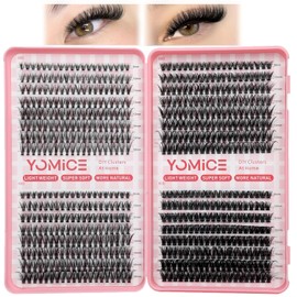 Yomice Wispy Cluster Eyelash Extensions 30D+40D+50D+60D Volume Lash Extensions 640Pcs Individual Eyelash Clusters 8-16mm Individual Cluster False Eyelashes D Curl Individual Cluster(30D-60D)