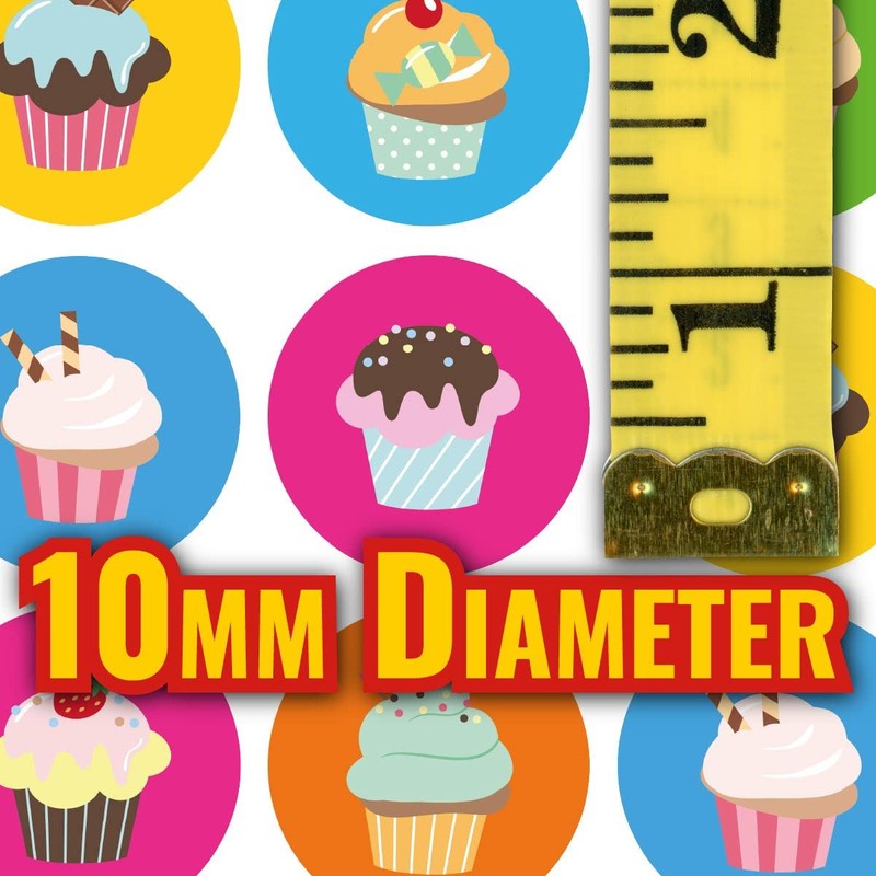 900 Mini Cupcake Reward Dots 10mm Glossy Teacher Reward Stickers