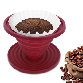 Coffee Dripper, Collapsible Silicone Coffee Dripper Foldable Travel Pour Over Maker Reusable Filter Camping makers for Backpacking Camping Travel Home Office