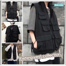 [$ole only] Sole Only, Thin, Easy to Use, Fishing Vest, M, L, XL, XXL, Photographer Vest, Multi-functional, Many Pockets, Cargo Vest, Spring, Summer, Autumn, Military Outdoors, Stylish, Unisex, Men's,