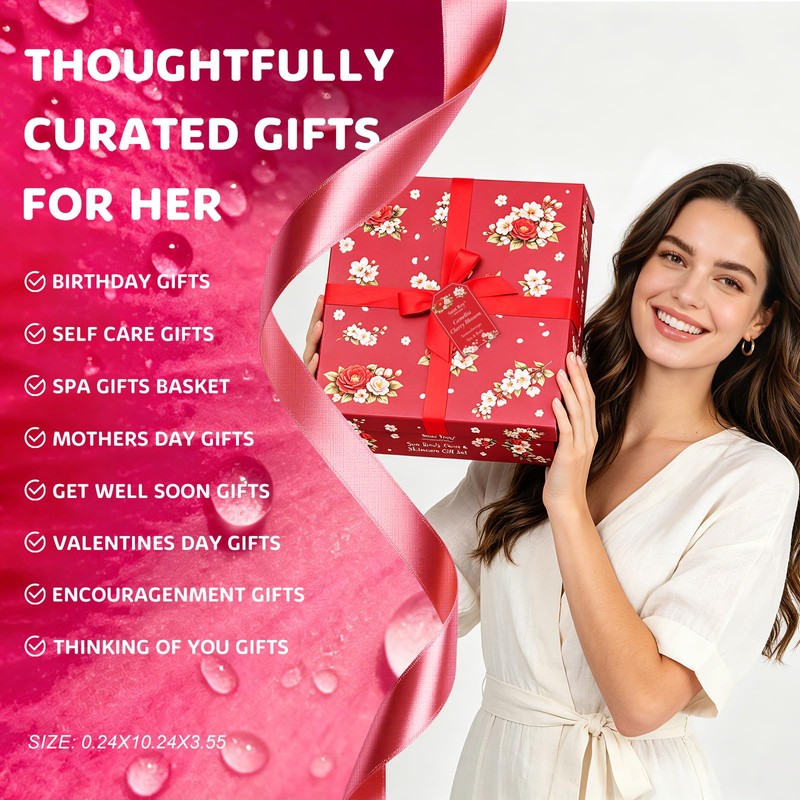 35-Pc Cherry Blossom Rose Get Well Soon Spa Gift Set,