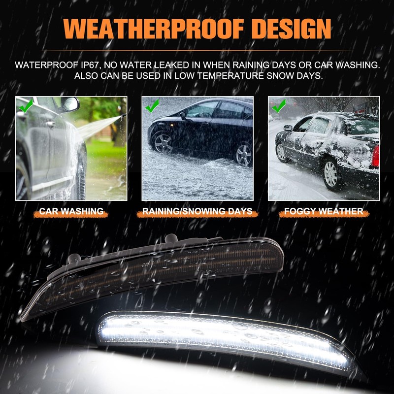 Gempro White LED Side Marker Lights Compatible with Dodge Charger
