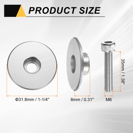 sourcing map 2pcs Bicycle Headset Stem Top Cap 1-1/4" (31.8mm) OD Aluminum Alloy Cycling Headset Stem Cover with M6 Bolt for Mountain Bike Road Bike MTB, Silver