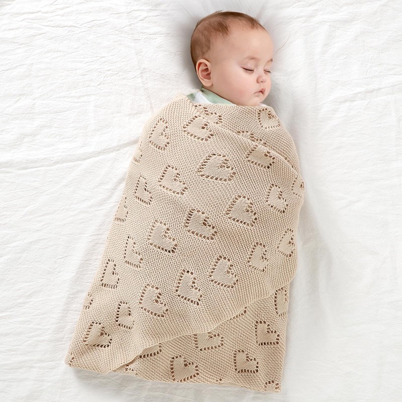 mimixiong 100% Cotton Knitted Cellular Baby Blanket, 100 x 80cm