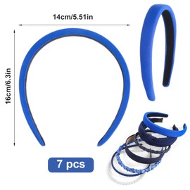 ElevateTech Blue Headbands for Women Girls, 7 Pcs Different Navy Blue Knotted Hair Band for Women Non Slip Pearl Head Bands for Thick Thin Hairs Fashion Hair Accessories Set