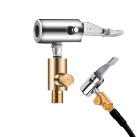 QanGHerti 1/4 Inch Deflated Lock-On Air Chuck 8mm Thread Nozzle Tyre Valve Air Pump Clip Universal Push on Air Inflator Hose Adapter Replacement for Car Motorcycle Bike