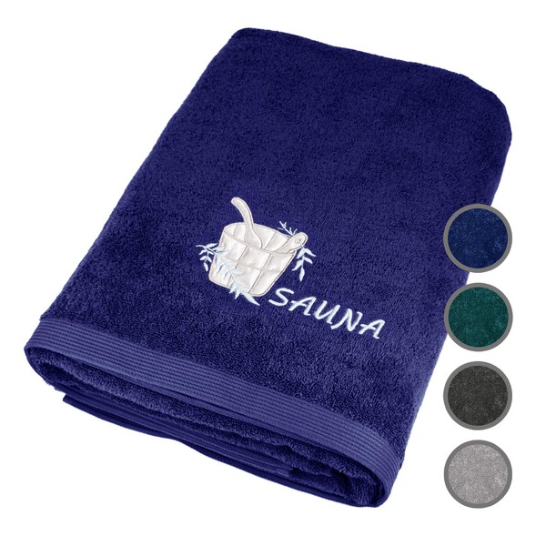 Lashuma XXL Beach Towel Blue Enjoy The Sun, Colourful Bath Towel Velour 180 x 90 cm, Large Cotton Beach Towel